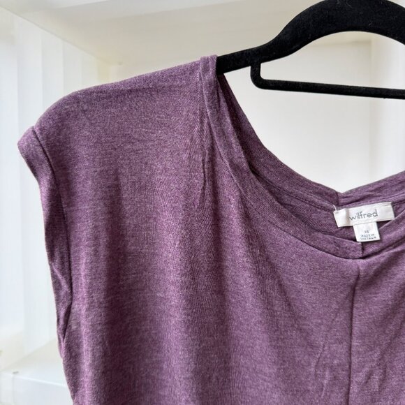 NEW Aritzia Wilfred Purple Anvers T shirt Split Back Cotton Tee Capsleeve Top XS - Picture 2 of 14